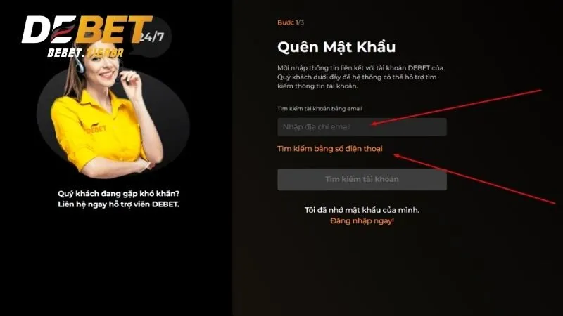 Quên mật khẩu Debet