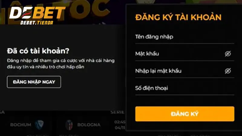 Đăng ký để trải nghiệm tại Debet